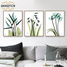 Carteles e impresiones de flores de acuarela transparente verde, pintura en lienzo artística, imagen de pared de planta, decoración moderna para la habitación del hogar 2024 - compra barato