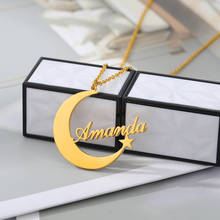 Custom Name Necklace Personalized Moon Star Chain Choker Necklace for Women Couple Friend Stainless Steel Jewelry Christmas Gift 2024 - buy cheap