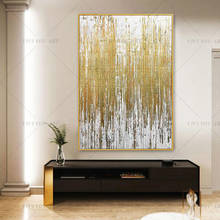 100% feito à mão azul dourado verde pintura abstrata arte moderna imagem para sala de estar moderna cuadros arte da lona alta qualidade 2024 - compre barato