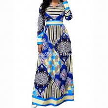 2022 Casual Slim Patchwork Boho Ball Gown Maxi Dress Elegant Sexy Long Sleeve Party African Dresses For Women Africa Clothing 2024 - buy cheap