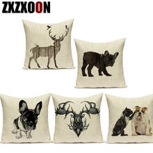 Black Whtie Animals Bulldog Deer Elephant Polyester Decorative Pillows Cushion Cover for Sofa Home Living Room Decoration 2024 - buy cheap