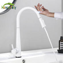 White polished   Kitchen Sensor Faucet Hot & Cold Mixer Tap Sense Crane 2 Functon Modes Pull out Spout Modern torneira 2024 - buy cheap