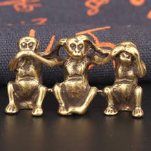 Pure Copper Three Monkeys Miniatures Figurines don't Say don't Listen don't See Feng Shui Crafts Ornaments Antique Decorations 2024 - buy cheap