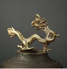 Vintage Brass chinese mascot dragon DIY Pendant ornament craft Miniature Fitting Keychain Pendant Accessories a1039 2024 - buy cheap