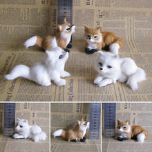 Simulação de brinquedo de raposa marrom branca, miniatura de animais, simulação de raposa, adereço para artesanato, decoração de mesa para casa, presente de brinquedo para crianças 2024 - compre barato