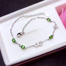 Pulseira de prata esterlina real s925, pequena e fresca com diopside, joias finas de prata esterlina para mulheres 2024 - compre barato