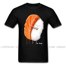 Camiseta de Sushi Hug para hombre y mujer, camisetas negras de dibujos animados, ropa de tela de algodón, estilo japonés, envío gratis 2024 - compra barato