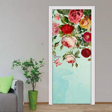 3D красивые цветы Бабочка дверь наклейка для гостиной спальни DIY ПВХ самоклеющиеся обои водонепроницаемые настенные наклейки 2024 - купить недорого