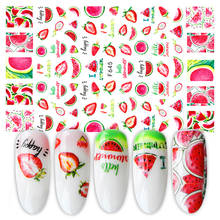 3D Fruits Leaves Stickers for Nails Watermelon Lemon Strawberry Design Summer Adhesive Sliders Manicure Accessory 2024 - buy cheap