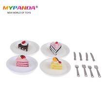 4Pcs 1/12 1/6 Dollhouse Miniature Cakes Plate Knife Fork Dolls House Accessories Simulation Kitchen Toys 2024 - buy cheap