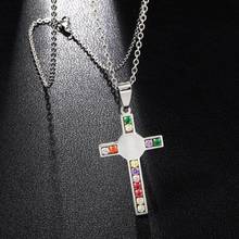 Classic Catholic Stainless Steel Virgin Mary Zircon Cross Pendant Necklace Religious Style Prayer Jewelry 2024 - buy cheap