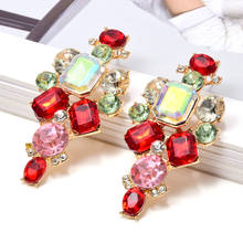 New Arrival Vintage Colorful Rhinestone Drop Earrings Fine Jewelry Accessories Wholesale High-Quality Crystals Bijoux For Women 2024 - buy cheap
