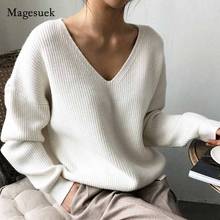 Elegant Pullover V-Neck 2020 Winter Korean  Loose Solid Sweater Women Tops Women's Knitwear Bottoming Sweater Pull Femme 10526 2024 - buy cheap