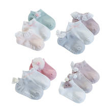 Meias de bebê com laço e asas florais, meias macias de algodão para meninas recém-nascidas, meias antiderrapantes para primeiros passos 2024 - compre barato