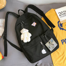 Mochila escolar de nylon para meninas adolescentes, nova bolsa com bolso para cartão frontal, bolsa de ombro para estudantes, 2021 2024 - compre barato