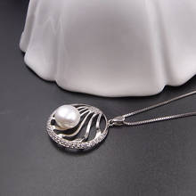 Sinya-collar de perlas de Plata de Ley 925, colgante de perlas naturales de agua dulce con cadena, para mujeres, chicas, mamá 2024 - compra barato