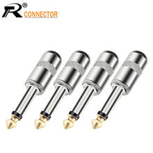 Carcasa de aleación de Zinc especial, conector macho Mono de 1/4mm, 6,35 pulgadas, efectos de guitarra chapados en oro, Pedal, micrófono, 4 Uds. 2024 - compra barato