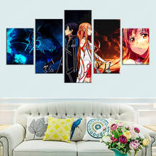 5 peça hd anime poster espada arte onlie imagem atwork quadros em tela arte da parede para sala de estar decoração 2024 - compre barato