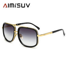 AIMISUV негабаритных зеркальных солнцезащитных очков для мужчин, металлическая оправа 2019, Модные фирменные дизайнерские солнцезащитные очки для женщин, UV400, Gafas de sol 2024 - купить недорого