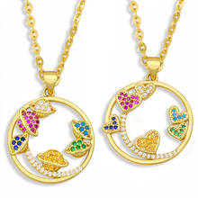 FLOLA-collar de corazón Multicolor para mujer, colgante de cristal redondo con forma de Planeta, cadena de oro, Circonia cúbica, regalo de joyería nkes87 2024 - compra barato