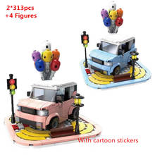 2021 NEW City Mini Balloon Car Vehicle Model Building Blocks Kit Bricks Figures Kids Toys Birthday Gifts DIY Cartoon Stickers 2024 - buy cheap