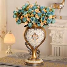 European Luxury Diamond Resin Vase Decoration Home Livingroom Wall Vase Furnishing Crafts TV Cabinet Office Flower Arrangement 2024 - buy cheap