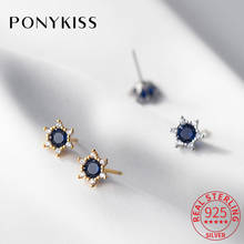 PONYKISS Trendy 925 Sterling Silver Sun Zircon Minimlist Stud Earrings for woman Party Fine Jewelry Wholesale Accessory 2024 - buy cheap