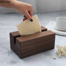 Caja de almacenamiento de pañuelos para mesa de centro de madera, minimalista japonés, dormitorio, caja de papel de madera maciza para el hogar 2024 - compra barato