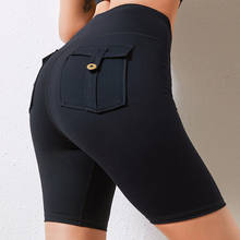 NORMOV New Women Cross High Waist Shorts Workout Elastic Pocket Cargo Short Pants Female Slim Solid Push Up Fitness Short Woman 2024 - buy cheap