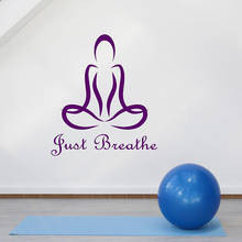 Lotus Pose Wall Decal Just Breathe Quote Vinyl Stickers Yoga Studio Meditation Room Gym Interior Decor Abstract Wallpaper E684 2024 - buy cheap