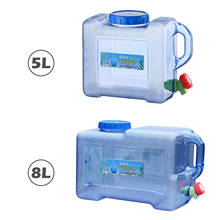 Contenedor de agua portátil para coche de 5l y 8L, Cubo de almacenamiento de plástico, con grifo para acampar 2024 - compra barato