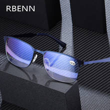 RBENN 2020 Новинка металлическая оправа Очки для чтения мужские анти синий светильник бизнес Пресбиопия очки для мужчин компьютерный ридер + 1,75 2,25 2024 - купить недорого