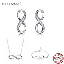 SILVERHOO 925 Silver Jewelry Sets For Women Necklace Earrings Bracelet Girl Female Birthday Wedding Party Jewelry New Arrival 2024 - buy cheap