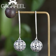 GAGAFEEL-pendientes Retro de Plata de Ley 925 para mujer, aretes de bola de plata de doble feliz, joyería fina de moda 2024 - compra barato