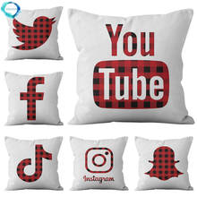 Christmas Decor Social App Logo INS Print Throw Pillow Case Polyester Cushion Covers for Home Sofa Chair Decorative Pillowcase 2024 - buy cheap