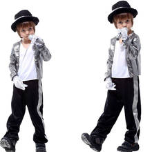 Kids Cosplay Michael Jackson Costume Halloween Masquerade Party Boys Fancy Set Billie Jean Jacket Sequin Shinning Dancing Suit 2024 - buy cheap