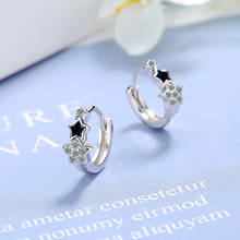 Cool Star Hoop Earrings Crystal Black-White Pentagram Star Earring Small Circle Statement Trendy Ear Jewelry For Women 2024 - buy cheap