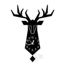 Deer Head Pendulum Modern Wall Clock Designer Silent Non-ticking Wall Watch Antler Woodland Home Decor Wildlife Deer Hunter Gift 2024 - buy cheap