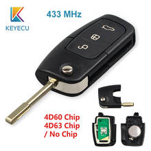 KEYECU-llave de coche remota para Ford Fusion, Focus, Mondeo, Fiesta, Galaxy, Blade FO21, Chip 4D60 4D63, 3 botones, 433MHZ 2024 - compra barato