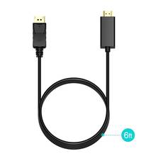 Cabo dp para hdmi macho, porta de exibição de 1.8m para hdmi macho adaptador conversor cabo de áudio e vídeo 2024 - compre barato