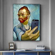 Arte van gogh, imagem engraçada de van gogh para selfie por telefone, pinturas na parede, posteres e impressões, retrato abstrato de imagens de van gogh 2024 - compre barato
