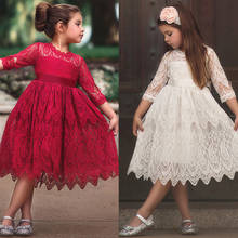 Christmas Kids Dresses for Girls Lace Embroidery Flower Princess Dress Girls New Year Party Gown Children Clothing Size 3 5 8yrs 2024 - buy cheap