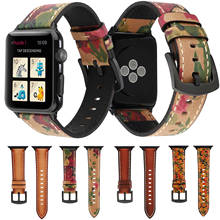 Correa de cuero genuino con flores florales para Apple Watch, correa de cuero de vaca Retro Para iWatch Serie 6, 5, 4, 3, 2, 1, 38/40mm, 42/44mm 2024 - compra barato