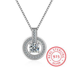 Colares de prata esterlina 925 com pingente de duplo círculo em strass colar de joias colar de prato 2024 - compre barato