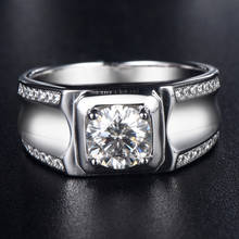 Inbeaut homens passam diamante teste 1 ct excelente corte moissanite anel de casamento 925 prata d cor grande moissanite pedra anéis para o sexo masculino 2024 - compre barato