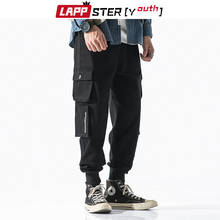 Lappster-calças de corrida para homens jovens, hip hop, harajuku, calças de carga preta, moda masculina, bolsos pretos, trilha, 2021 2024 - compre barato