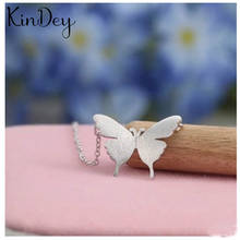 Kindey-gargantilla larga de mariposa para mujer, collar de Color plateado auténtico, joyería con estilo, regalo de Navidad para niña 2024 - compra barato