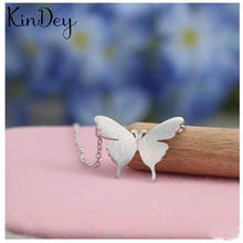 Kindey Fashion Real Silver Color Long Butterfly Choker Necklaces for Women Statement Jewelry Girls Christmas Gift 2024 - buy cheap