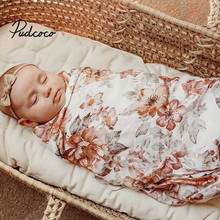 Спальный мешок для новорожденных; милая пеленка с принтом цветов; одеяло; пеленка для сна; муслиновая накидка + повязка на голову; комплект из 2 предметов для новорожденных 2024 - купить недорого