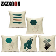 Funda de almohada decorativa para el hogar, cubierta de cojín de poliéster, geométrica especial, verde, para sofá, Coche 2024 - compra barato